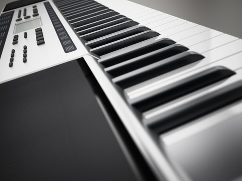 Contemporary, generic design music keyboard. 3D illustration