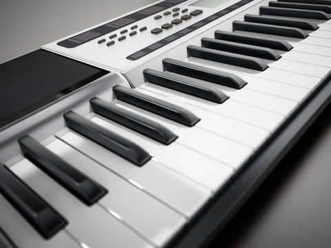 Contemporary, generic design music keyboard. 3D illustration
