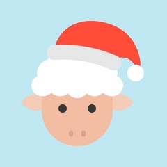 sheep wearing santa hat, xmas character icon