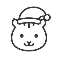 squirrel wearing santa hat outline icon editable stroke