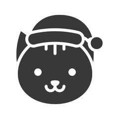 cat wearing santa hat silhouette icon design