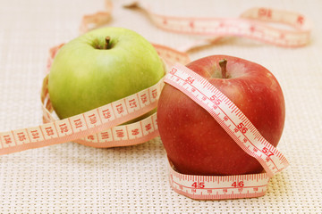 Apples and flexible ruler as a concept of dieting and weight control	