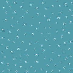 Seamless pattern of white rising air bubbles on blue backdrop. Abstract water background. Vector illustration.