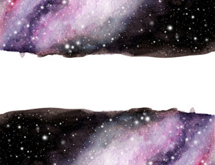 Fototapeta premium Watercolor galaxy sky background with stars. cosmic layout with space for text.&nbsp;