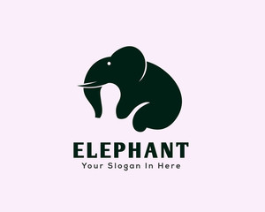funny sitting big elephant logo design inspiration