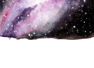 Watercolor galaxy sky background with stars. cosmic layout with space for text. 