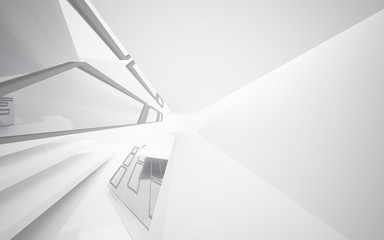 Abstract white interior of the future. 3D illustration and rendering