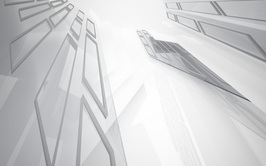 Abstract white interior of the future. 3D illustration and rendering