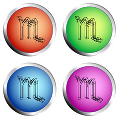 ZODIAC SCORPIO ICON colored circle push button Set - Vector illustration