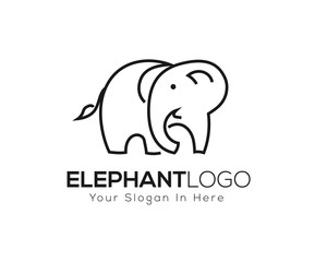 Line art elephant looking back logo design inspiration