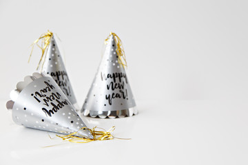 silver new year hat on white background
