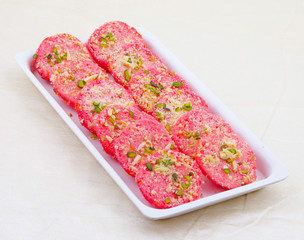 Indian Traditional Bengali Sweet Food Chena Toast Also Called Chhena Sweets, Bangla Sweet or Bengali Dessert Made From Fried Toast Dipped in Sugar Syrup and Sometimes Topped with Dry Fruits