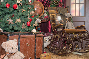 Interior of beautiful living room decorated for Christmas