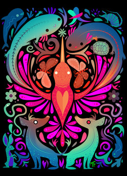 Ilustraci&oacute;n de animales mexicanos / Mexican animals illustration