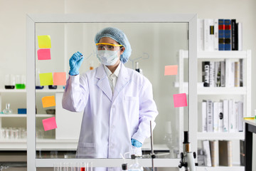 Naklejka premium Set of Chemical tube development and pharmacy in laboratory,biochemistry and research technology concept.