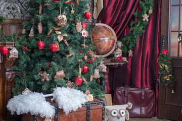 Interior of beautiful living room decorated for Christmas