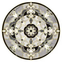 Zelfklevend Fotobehang Luxury Gray and Gold Marble Mosaic Classic Pattern © kronalux