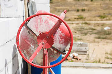 Concrete mixer machine on construction site
