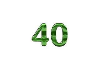 Green Number 40 isolated white background