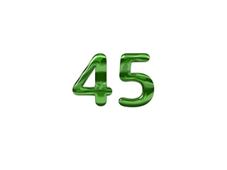 Green Number 45 isolated white background