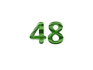 Green Number 48 isolated white background