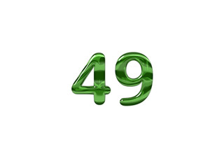 Green Number 49 isolated white background