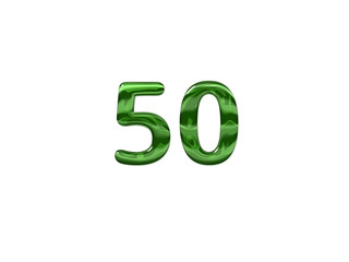 Green Number 50 isolated white background