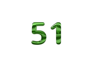 Green Number 51 isolated white background