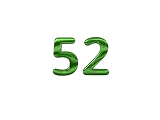Green Number 52 isolated white background