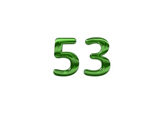 Green Number 53 isolated white background