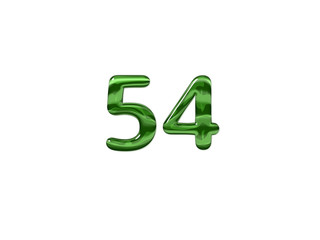 Green Number 54 isolated white background