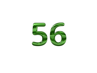 Green Number 56 isolated white background