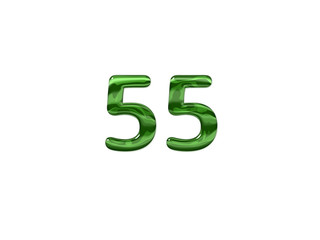 Green Number 55 isolated white background