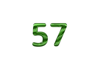 Green Number 57 isolated white background