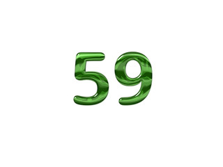 Green Number 59 isolated white background