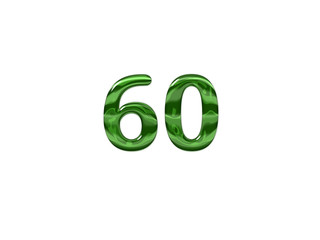 Green Number 60 isolated white background