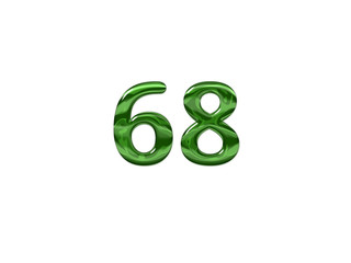 Green Number 68 isolated white background