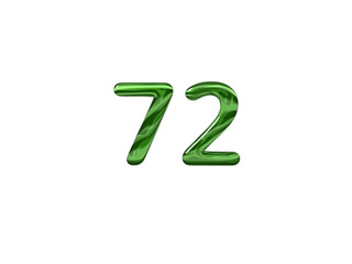 Green Number 72 isolated white background