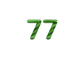 Green Number 77 isolated white background