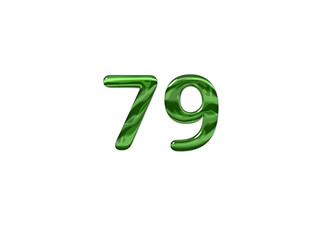 Green Number 79 isolated white background