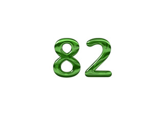 Green Number 82 isolated white background