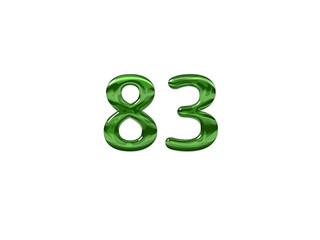 Green Number 83 isolated white background