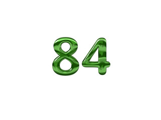 Green Number 84 isolated white background