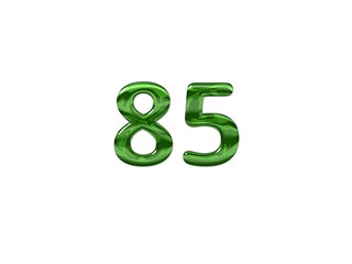 Green Number 85 isolated white background