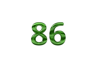 Green Number 86 isolated white background