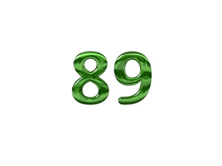 Green Number 89 isolated white background