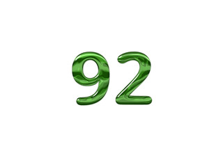 Green Number 92 isolated white background