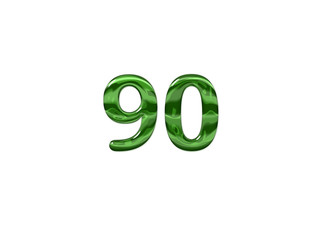 Green Number 90 isolated white background