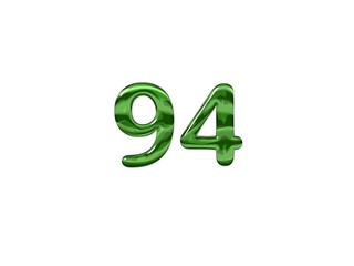 Green Number 94 isolated white background