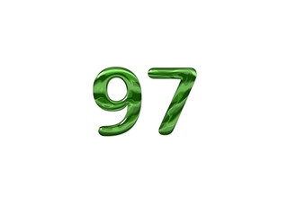 Green Number 97 isolated white background